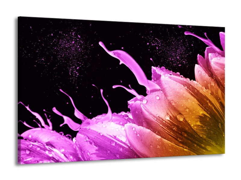 Canvas schilderij Tulp | Oranje, Zwart, Roze | 140x90cm 1Luik