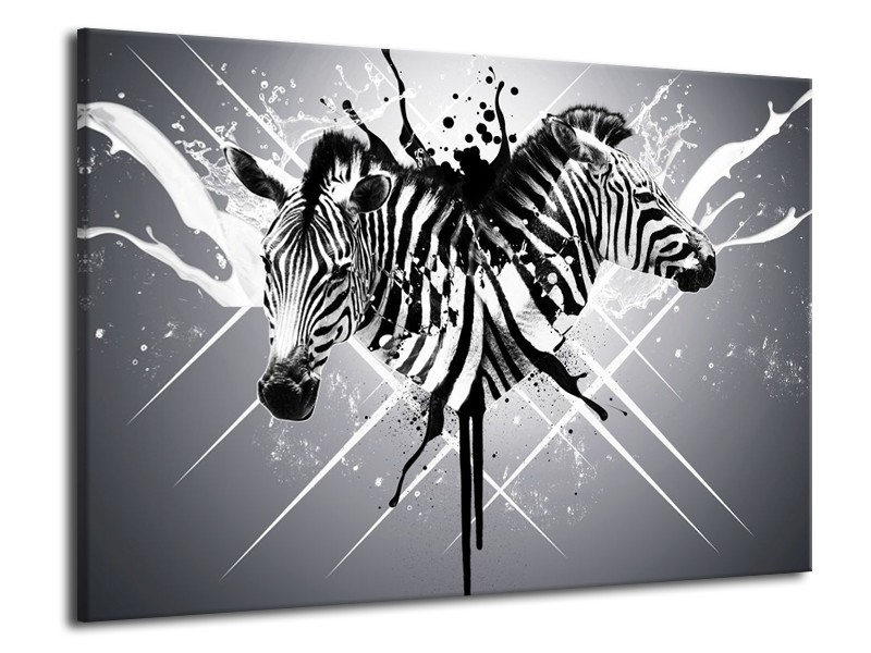 Canvas schilderij Zebra | Zwart, Wit, Grijs | 70x50cm 1Luik