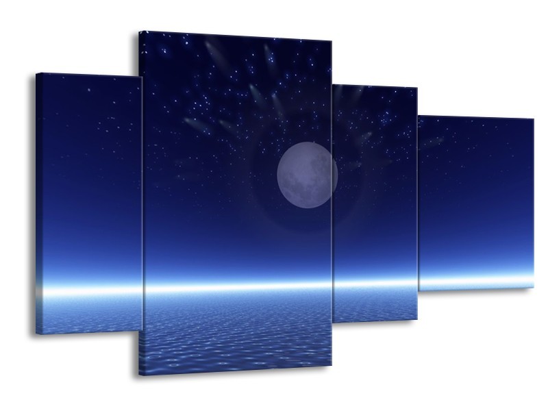 Glas schilderij Maan | Blauw, Wit, Grijs | 120x75cm 4Luik