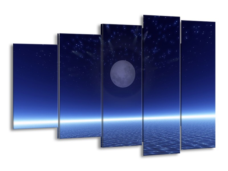 Glas schilderij Maan | Blauw, Wit, Grijs | 150x100cm 5Luik