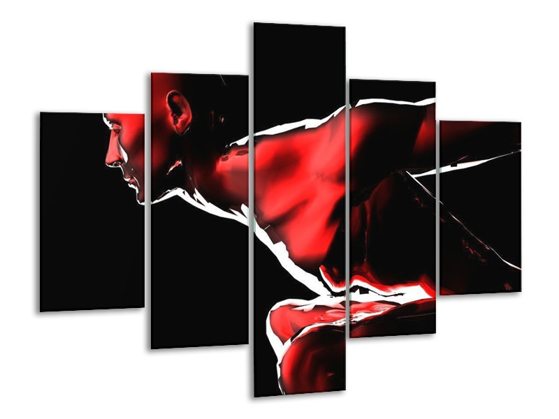 Canvas schilderij Abstract | Rood, Zwart, Wit | 100x70cm 5Luik