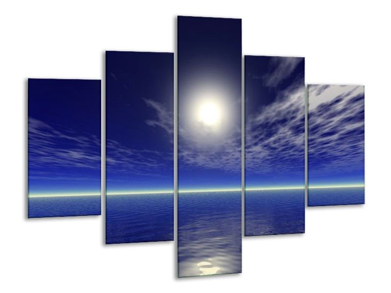 Canvas schilderij Zee | Blauw, Wit | 100x70cm 5Luik