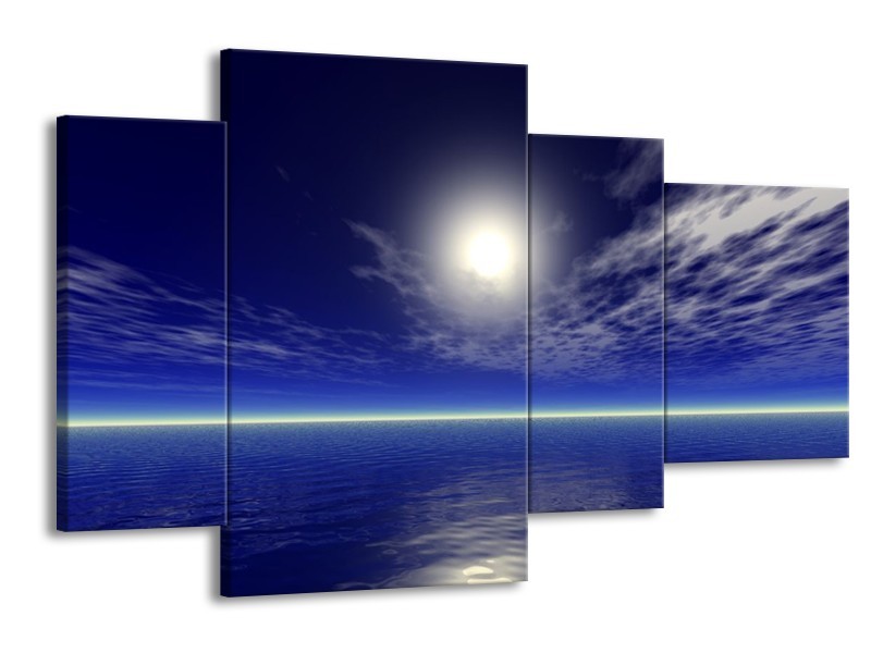 Glas schilderij Zee | Blauw, Wit | 120x75cm 4Luik