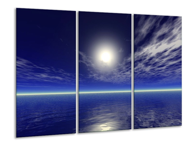 Canvas schilderij Zee | Blauw, Wit | 120x80cm 3Luik