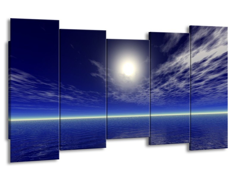 Canvas schilderij Zee | Blauw, Wit | 150x80cm 5Luik
