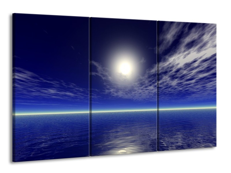 Canvas schilderij Zee | Blauw, Wit | 165x100cm 3Luik