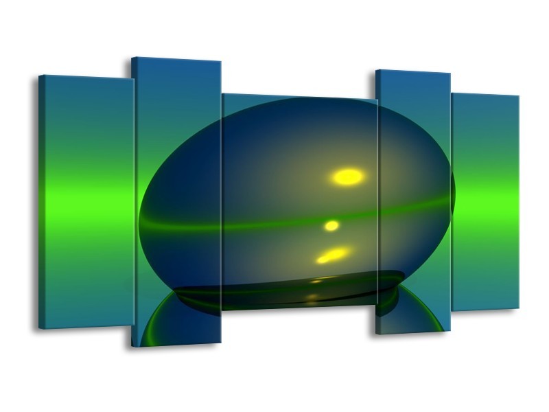 Canvas schilderij Abstract | Groen, Blauw, Geel | 120x65 5Luik