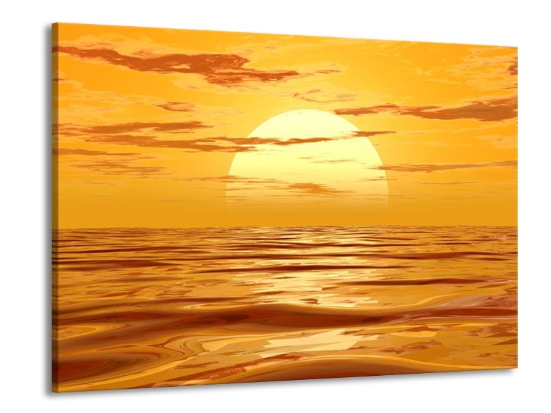 Glas schilderij Zonsondergang | Geel, Oranje, Bruin | 100x70cm 1Luik