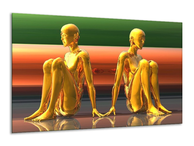 Canvas schilderij Abstract | Goud, Groen, Rood | 120x70cm 1Luik