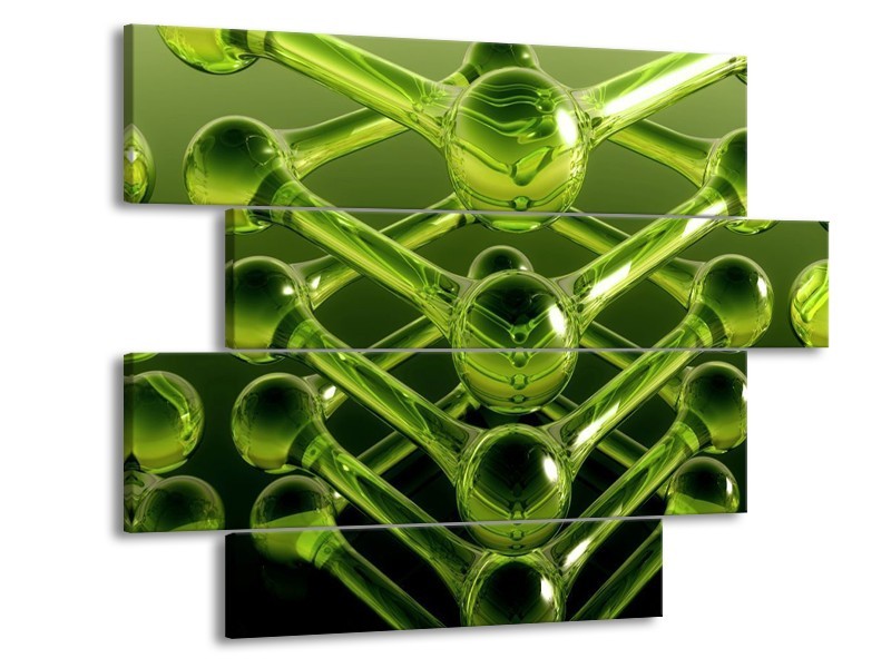Canvas schilderij Abstract | Groen | 115x85cm 4Luik