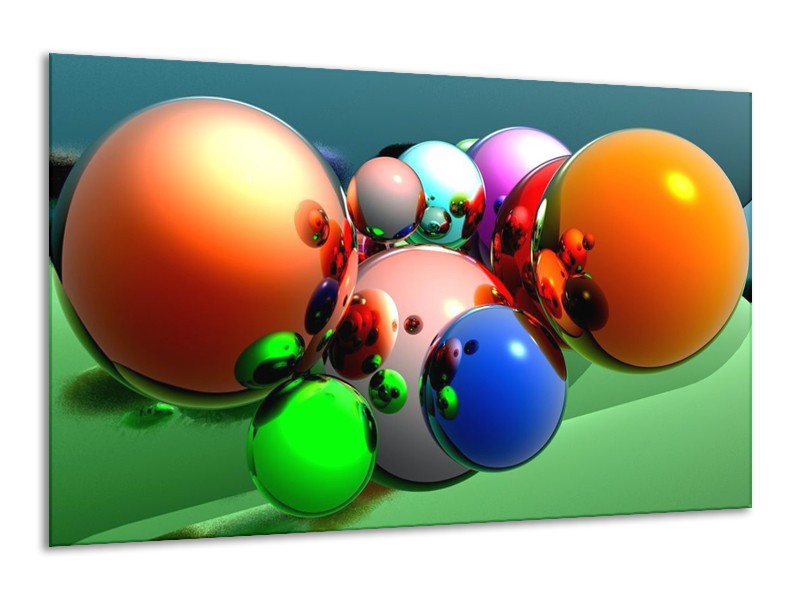 Canvas schilderij Abstract | Oranje, Blauw, Groen | 120x70cm 1Luik