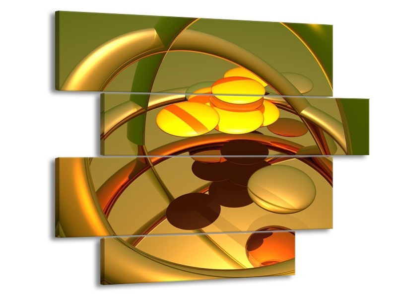 Canvas schilderij Abstract | Goud, Geel, Bruin | 115x85cm 4Luik