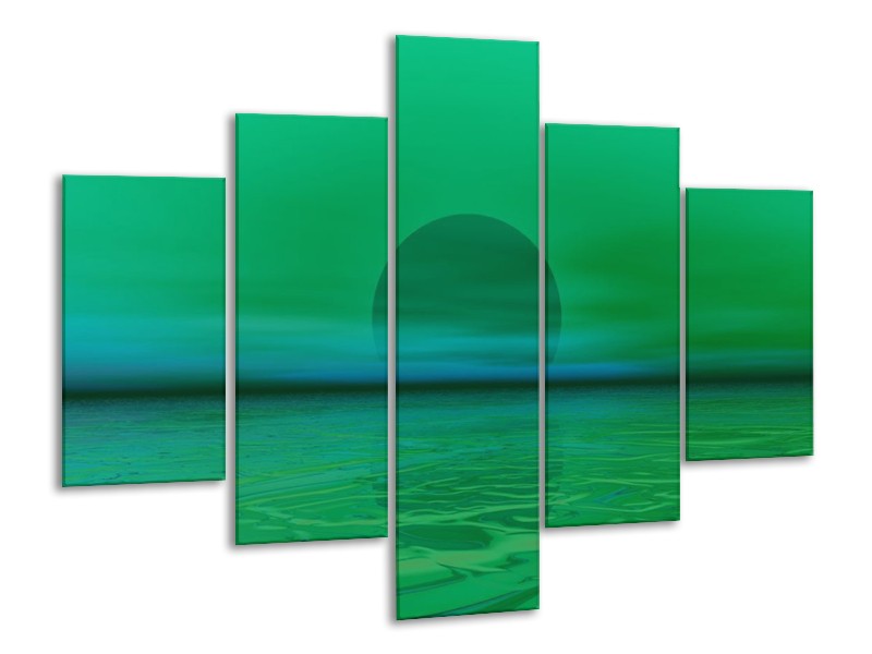 Glas schilderij Zonsondergang | Groen, Blauw | 100x70cm 5Luik