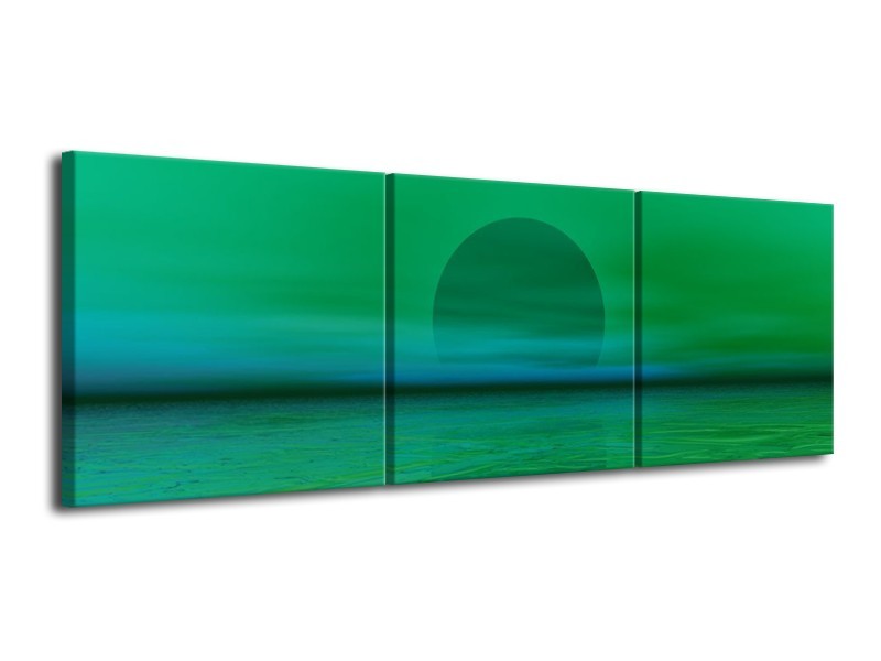 Glas schilderij Zonsondergang | Groen, Blauw | 120x40cm 3Luik