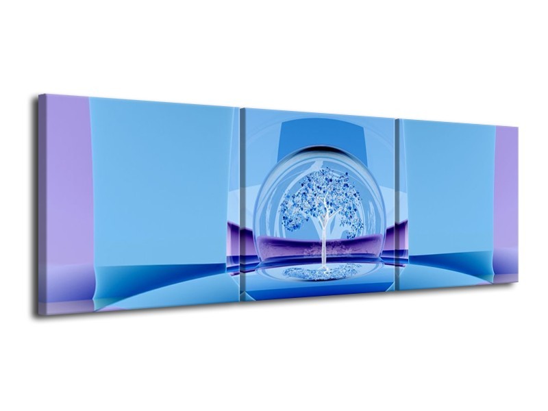 Glas schilderij Abstract | Blauw, Paars, Wit | 120x40cm 3Luik