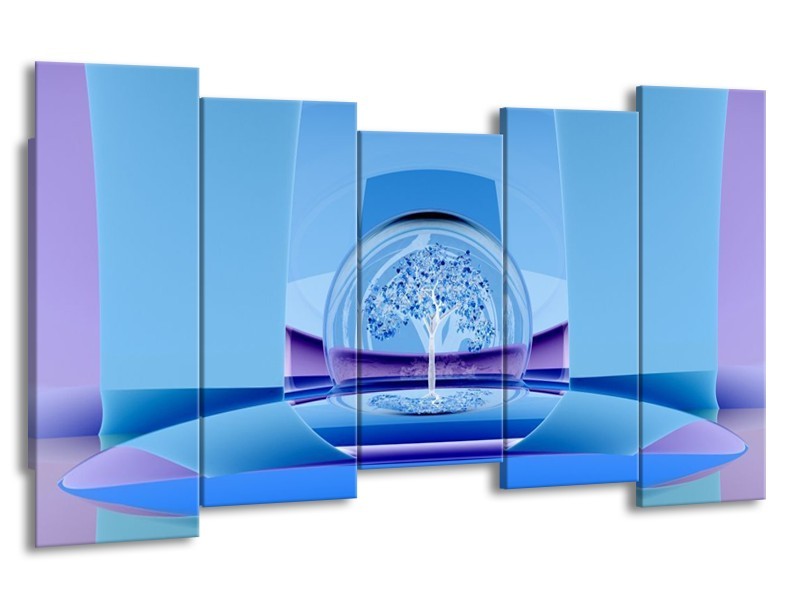 Glas schilderij Abstract | Blauw, Paars, Wit | 150x80cm 5Luik