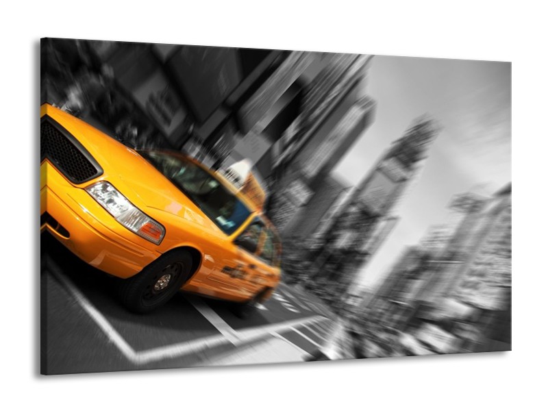 Canvas schilderij Auto | Geel, Grijs, Zwart | 140x90cm 1Luik