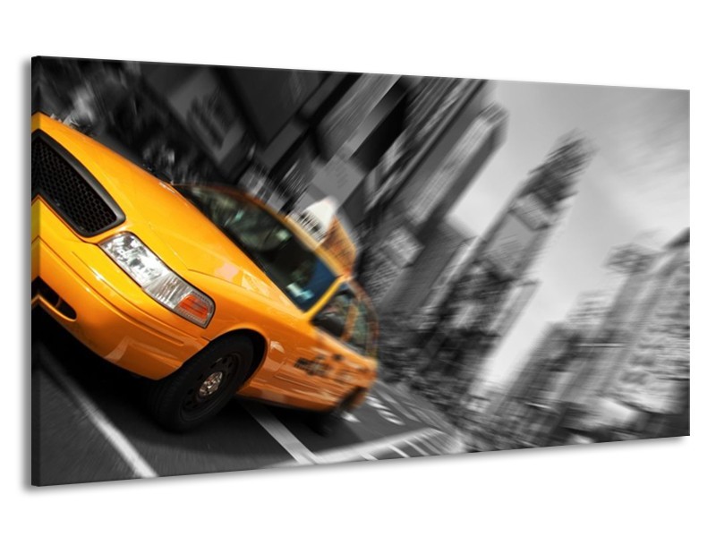 Canvas schilderij Auto | Geel, Grijs, Zwart | 190x100cm 1Luik