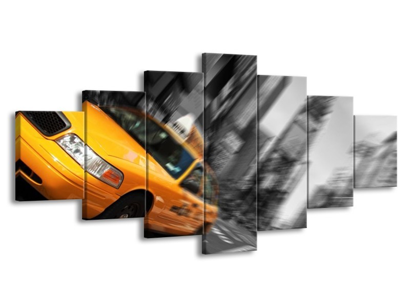 Glas schilderij Auto | Geel, Grijs, Zwart | 210x100cm 7Luik