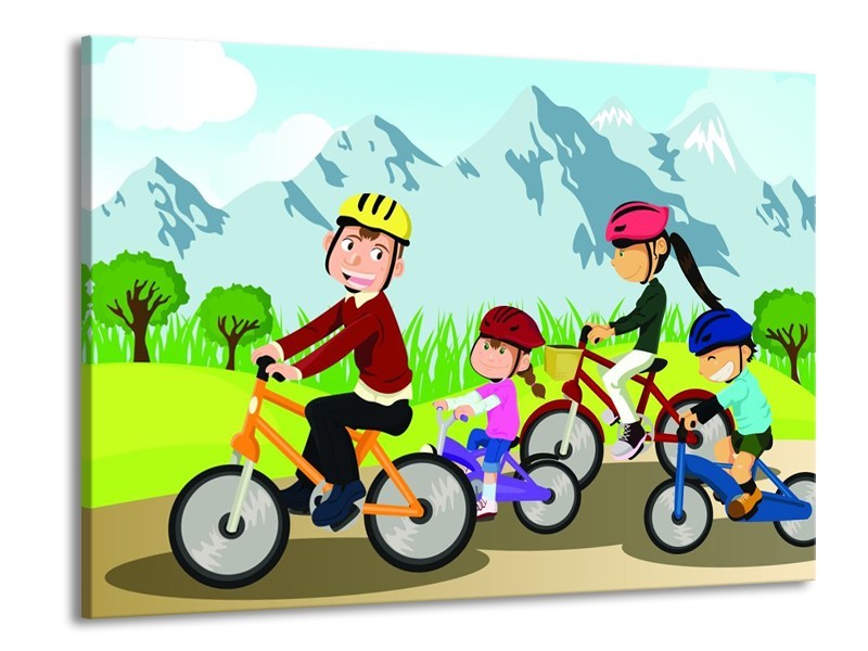 Canvas schilderij Fietsen | Groen, Roze, Oranje | 100x70cm 1Luik