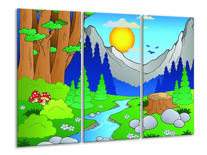 Glas schilderij Natuur | Blauw, Groen, Geel | 120x80cm 3Luik