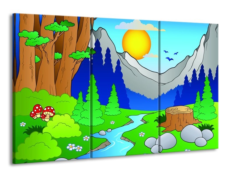 Glas schilderij Natuur | Blauw, Groen, Geel | 165x100cm 3Luik