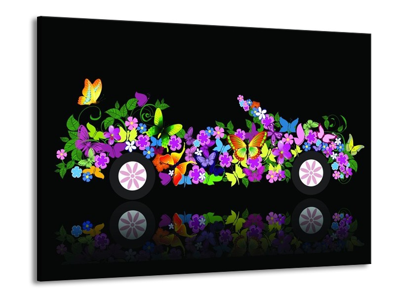 Glas schilderij Auto | Zwart, Groen, Paars | 100x70cm 1Luik