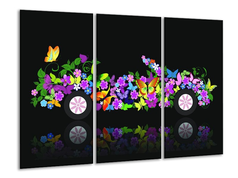 Glas schilderij Auto | Zwart, Groen, Paars | 120x80cm 3Luik