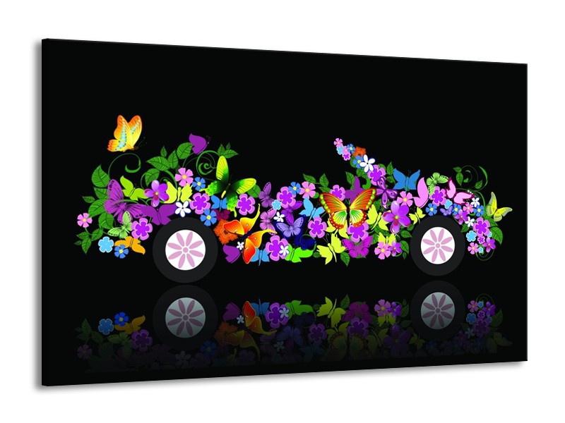 Glas schilderij Auto | Zwart, Groen, Paars | 140x90cm 1Luik