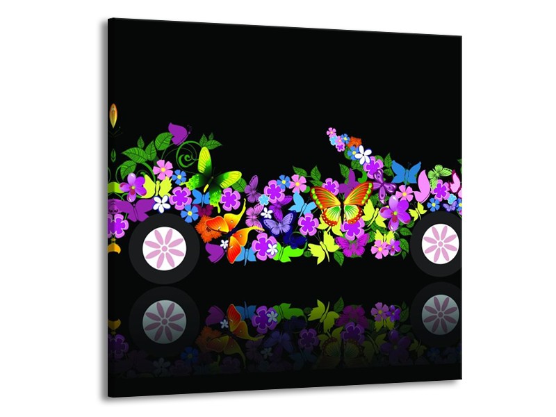 Glas schilderij Auto | Zwart, Groen, Paars | 50x50cm 1Luik