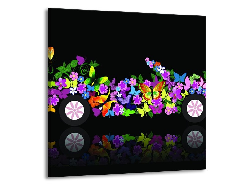 Glas schilderij Auto | Zwart, Groen, Paars | 70x70cm 1Luik