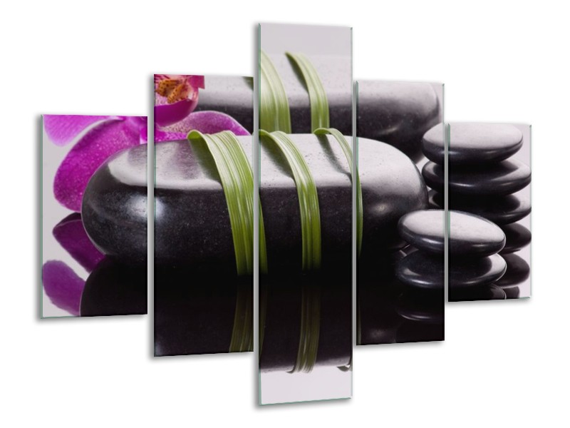Canvas schilderij Stenen | Paars, Zwart, Groen | 100x70cm 5Luik
