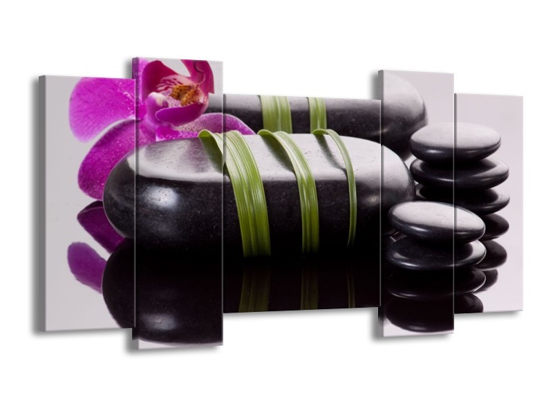 Canvas schilderij Stenen | Paars, Zwart, Groen | 120x65 5Luik
