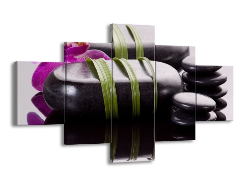 Canvas schilderij Stenen | Paars, Zwart, Groen | 125x70cm 5Luik