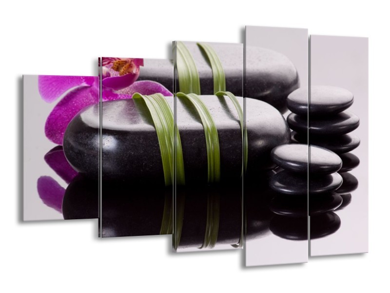 Canvas schilderij Stenen | Paars, Zwart, Groen | 150x100cm 5Luik
