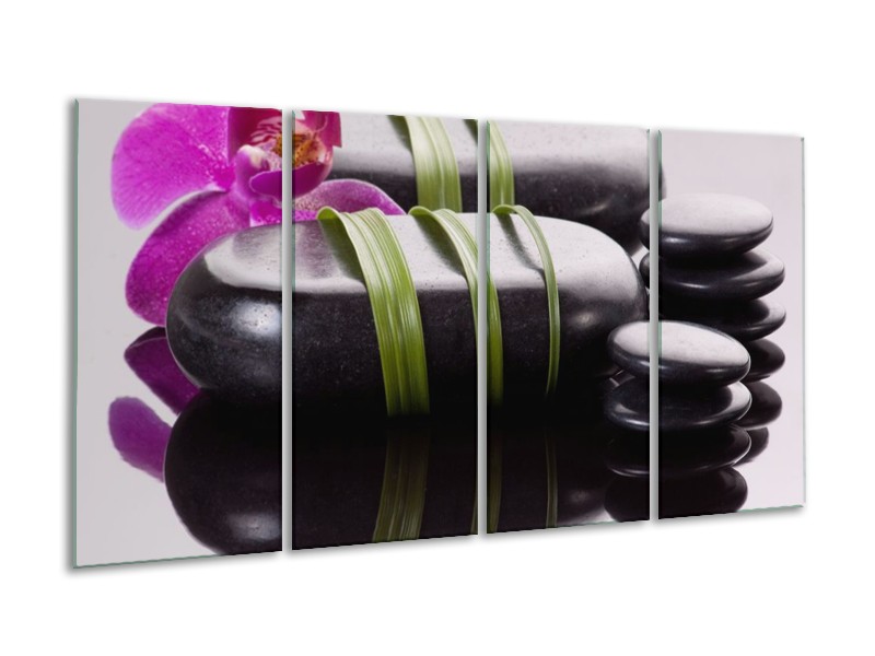 Canvas schilderij Stenen | Paars, Zwart, Groen | 160x80cm 4Luik