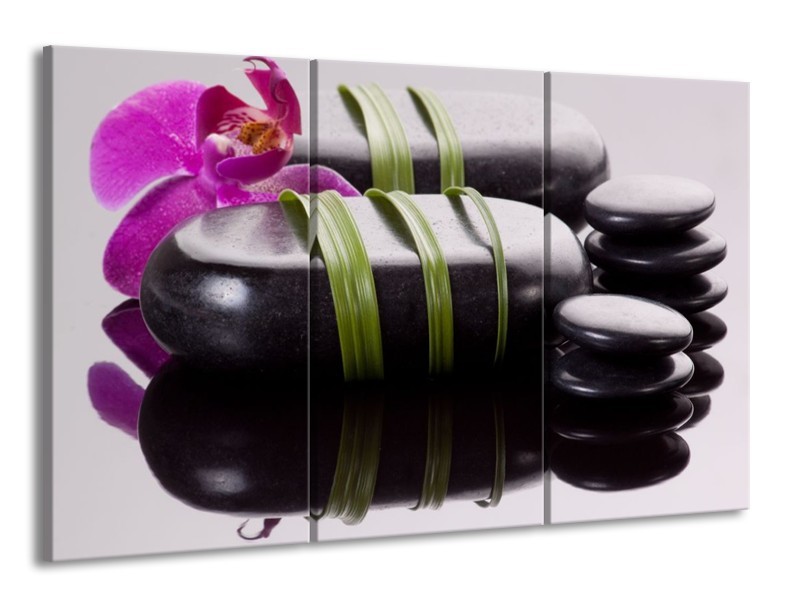 Canvas schilderij Stenen | Paars, Zwart, Groen | 165x100cm 3Luik
