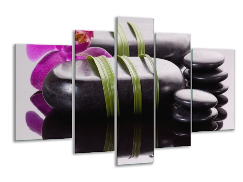 Canvas schilderij Stenen | Paars, Zwart, Groen | 170x100cm 5Luik