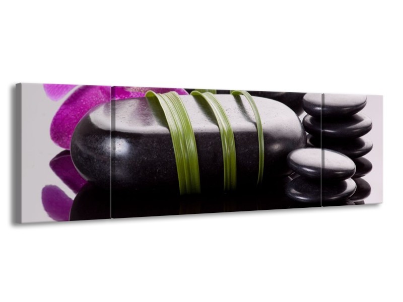 Canvas schilderij Stenen | Paars, Zwart, Groen | 170x50cm 3Luik