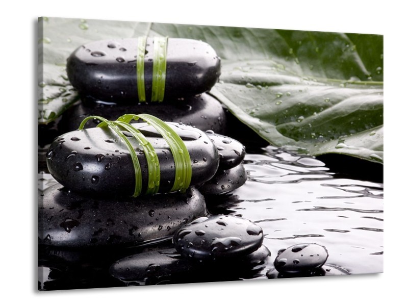 Canvas schilderij Stenen | Groen, Zwart, Wit | 100x70cm 1Luik