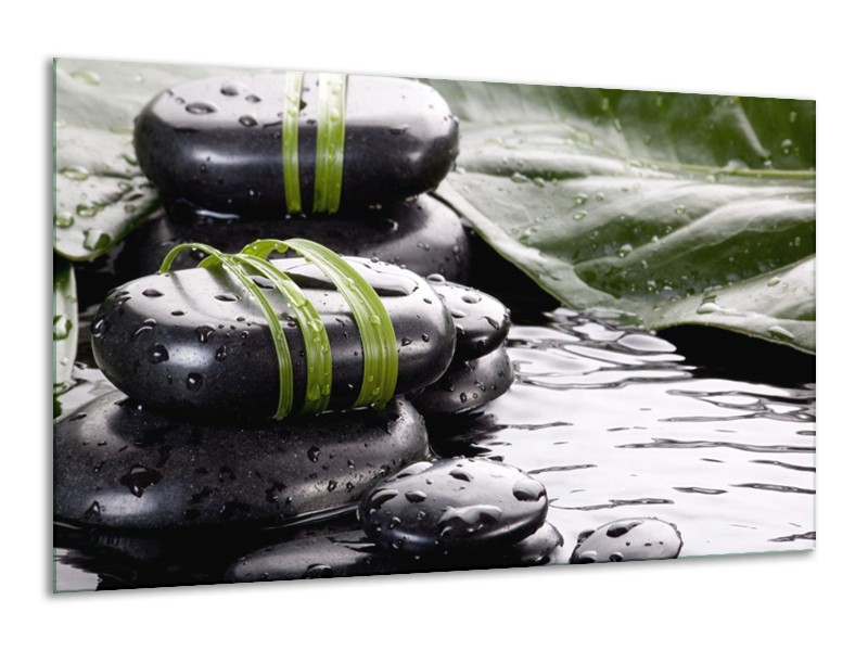 Canvas schilderij Stenen | Groen, Zwart, Wit | 120x70cm 1Luik