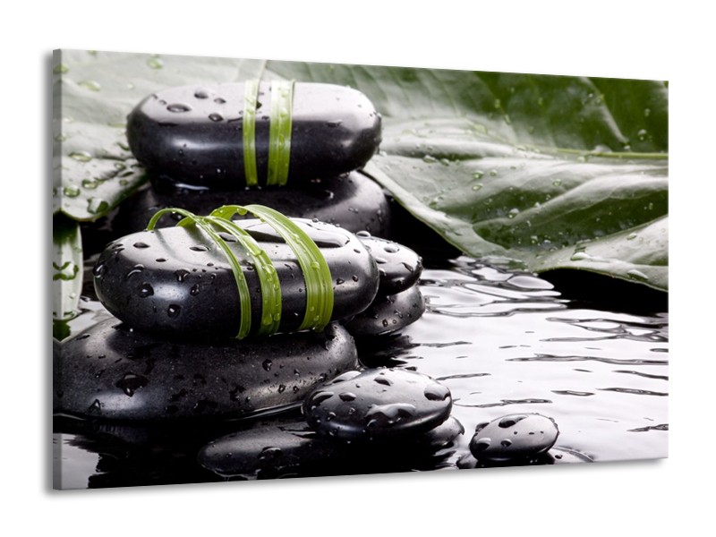 Canvas schilderij Stenen | Groen, Zwart, Wit | 140x90cm 1Luik