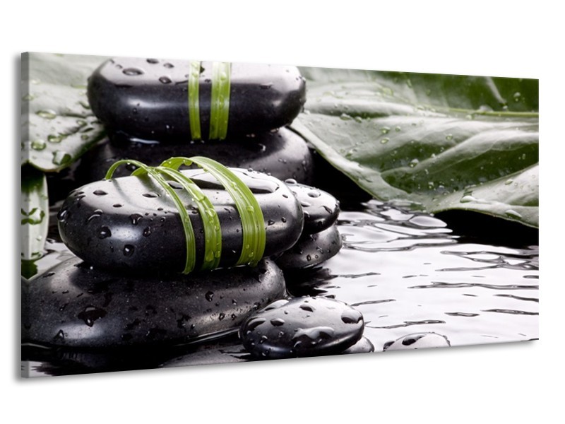 Canvas schilderij Stenen | Groen, Zwart, Wit | 170x90cm 1Luik