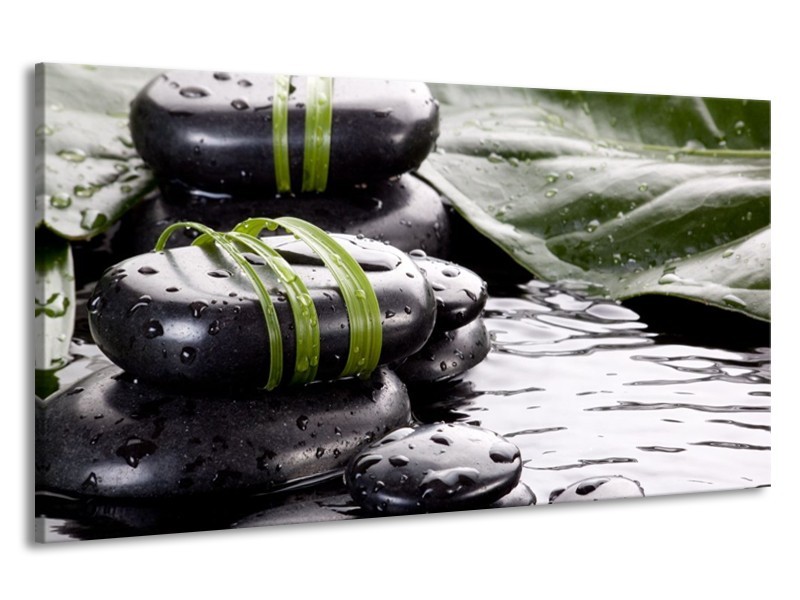 Canvas schilderij Stenen | Groen, Zwart, Wit | 190x100cm 1Luik