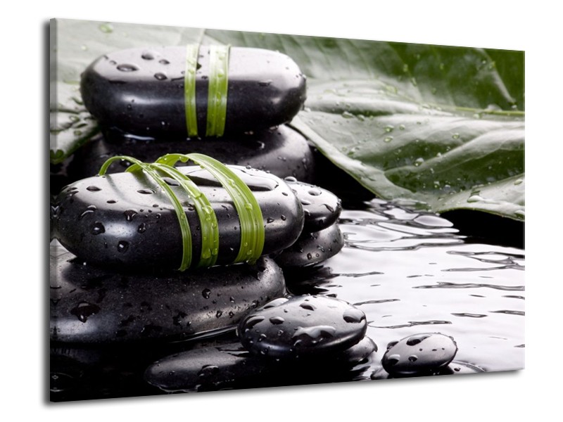 Canvas schilderij Stenen | Groen, Zwart, Wit | 70x50cm 1Luik