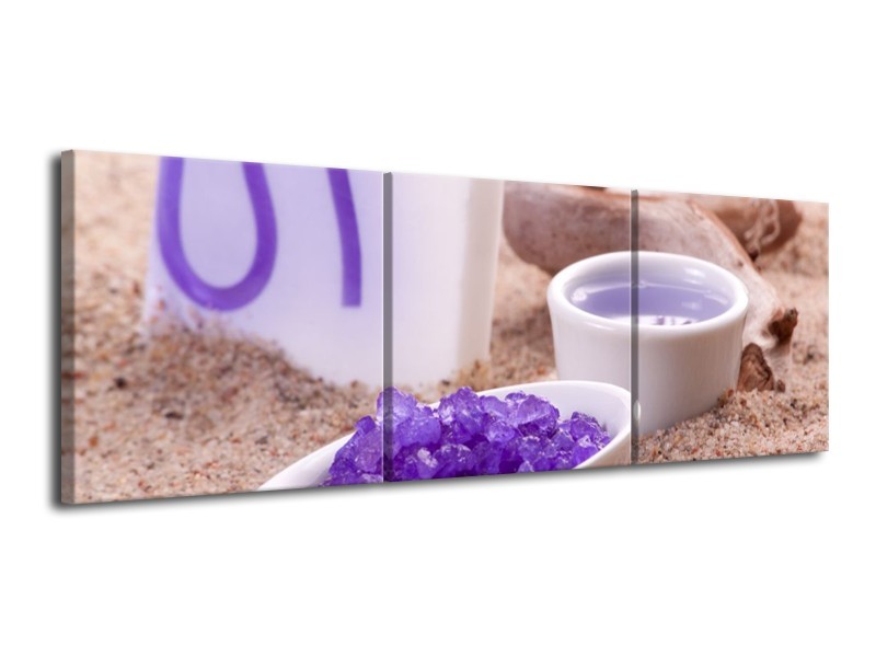 Canvas schilderij Zand | Paars, Bruin, Wit | 120x40cm 3Luik