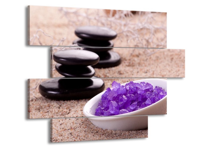 Glas schilderij Stenen | Paars, Bruin, Wit | 115x85cm 4Luik