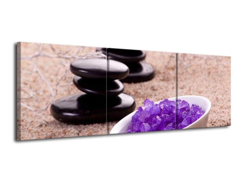 Canvas schilderij Stenen | Paars, Bruin, Wit | 120x40cm 3Luik