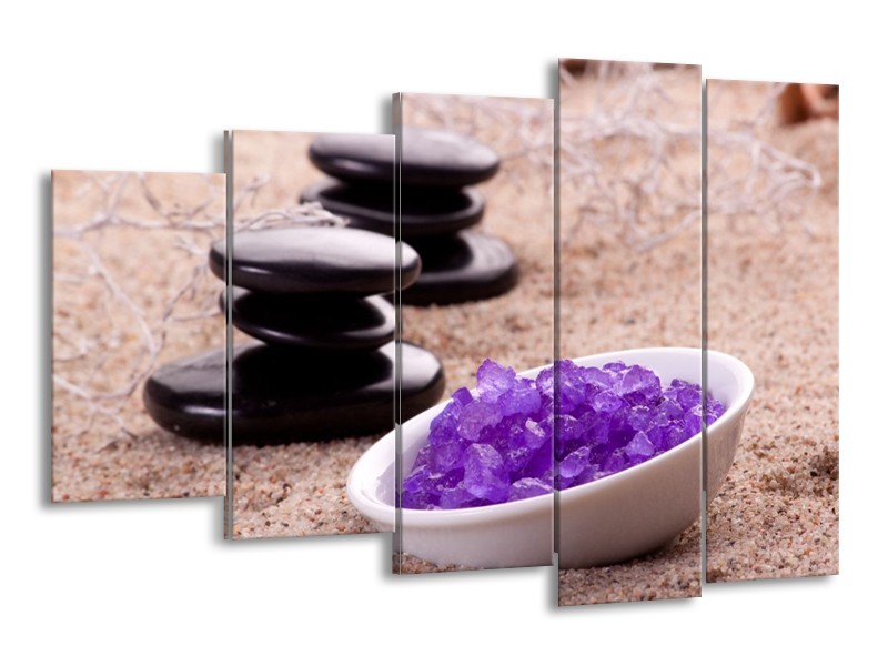 Canvas schilderij Stenen | Paars, Bruin, Wit | 150x100cm 5Luik