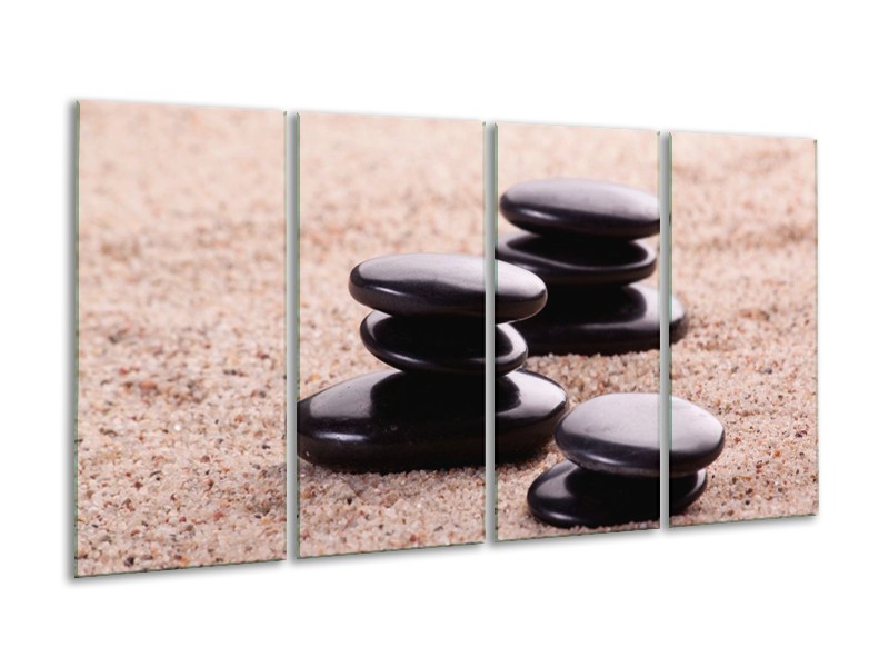Canvas schilderij Stenen | Zwart, Bruin, Wit | 160x80cm 4Luik